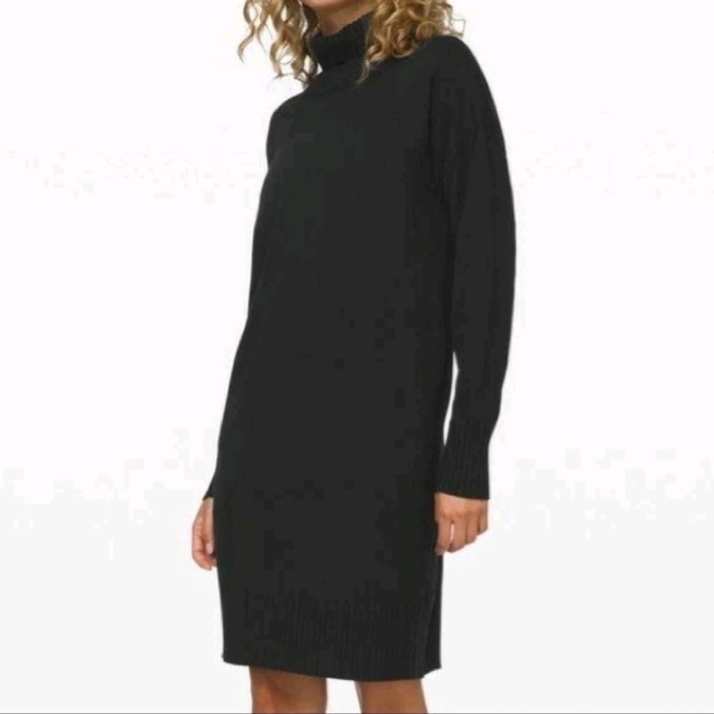 Lululemon "Softer Still" Cashmere Blend Dress Black M Athleisure FIRM - Picture 5 of 13